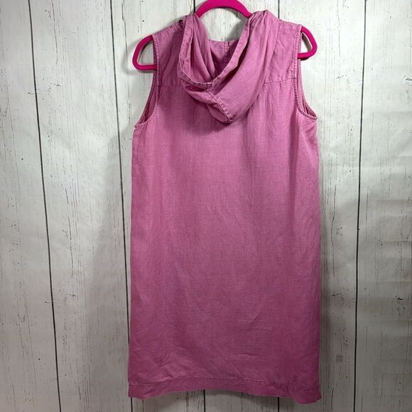 J Jill Linen Sleeveless Hooded Lagenlook Minimalist Beachy Pink  Shift Dress - Picture 12 of 15